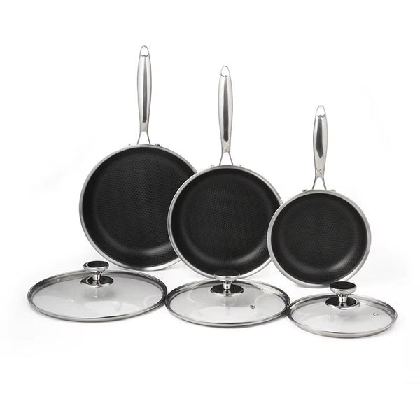 Hybrid Fry Pan Set With Lids, 6-pc