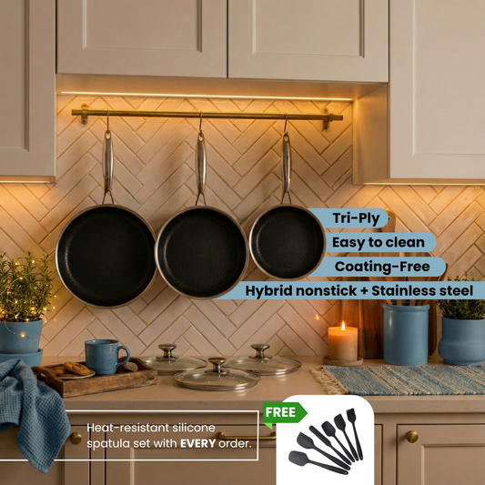 Hybrid Fry Pan Set With Lids, 6-pc